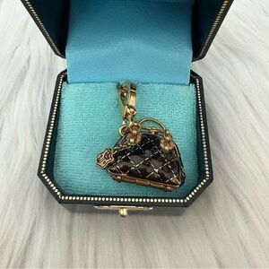 Juicy Couture Black Quilted Bowler Bowling Bag Charm